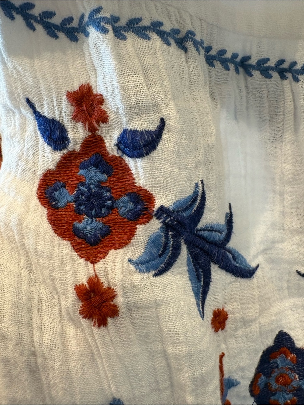 Soft Surroundings White Embroidered Midi Dress Boho 4th of July Americana - Picture 6 of 16